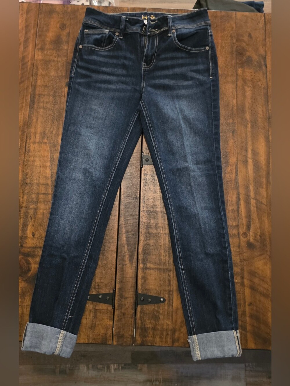 Indigo Rein Dark Blue Boyfriend Jeans with Rolled Cuffs